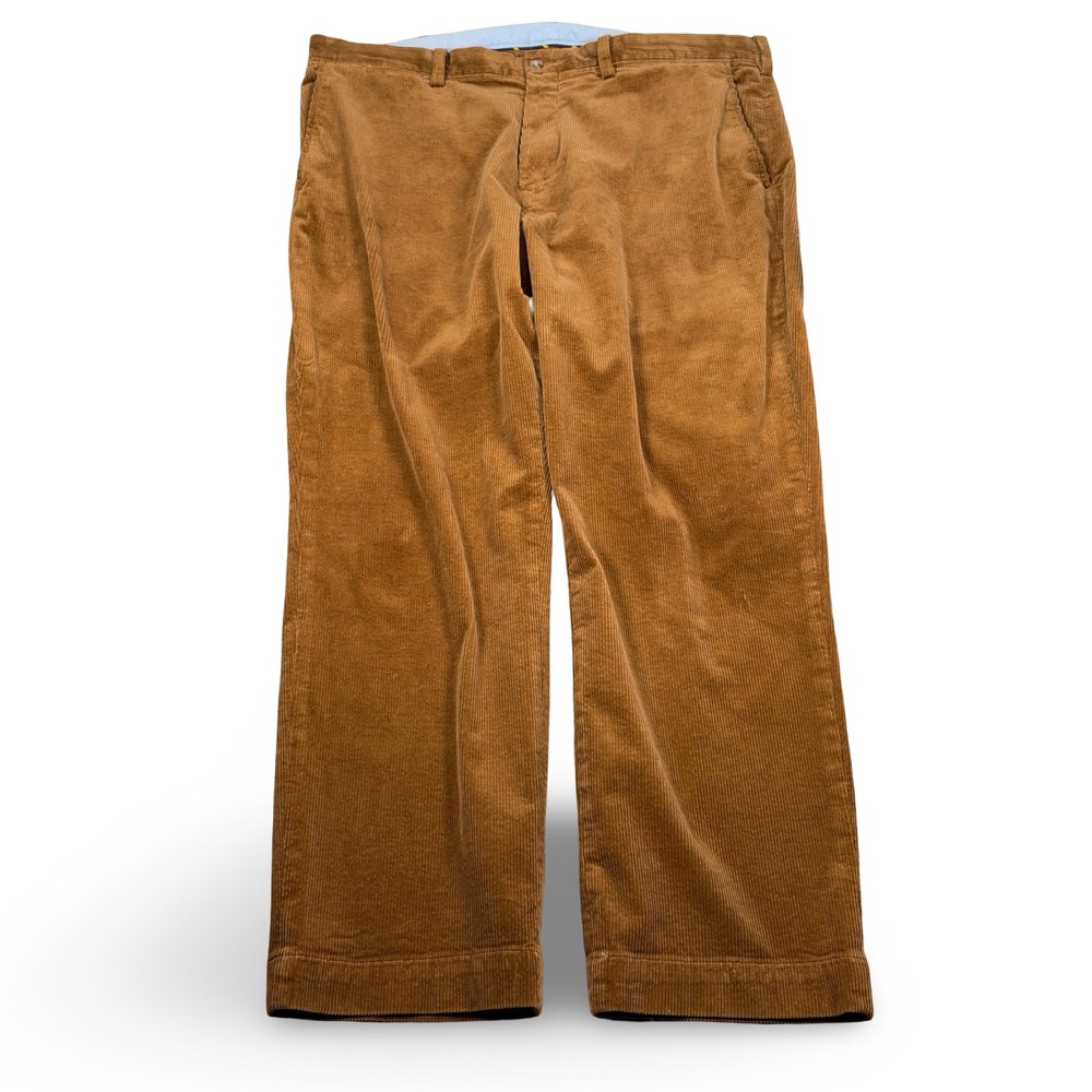 Polo Ralph Lauren Stretch Classic Fit Corduroy Pants Mens 40x30 Brown Tan Solid